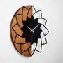 Wallity Reloj de pared decorativo de madera Nogal y Negro 56 cm